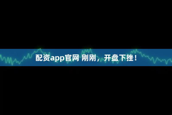 配资app官网 刚刚，开盘下挫！